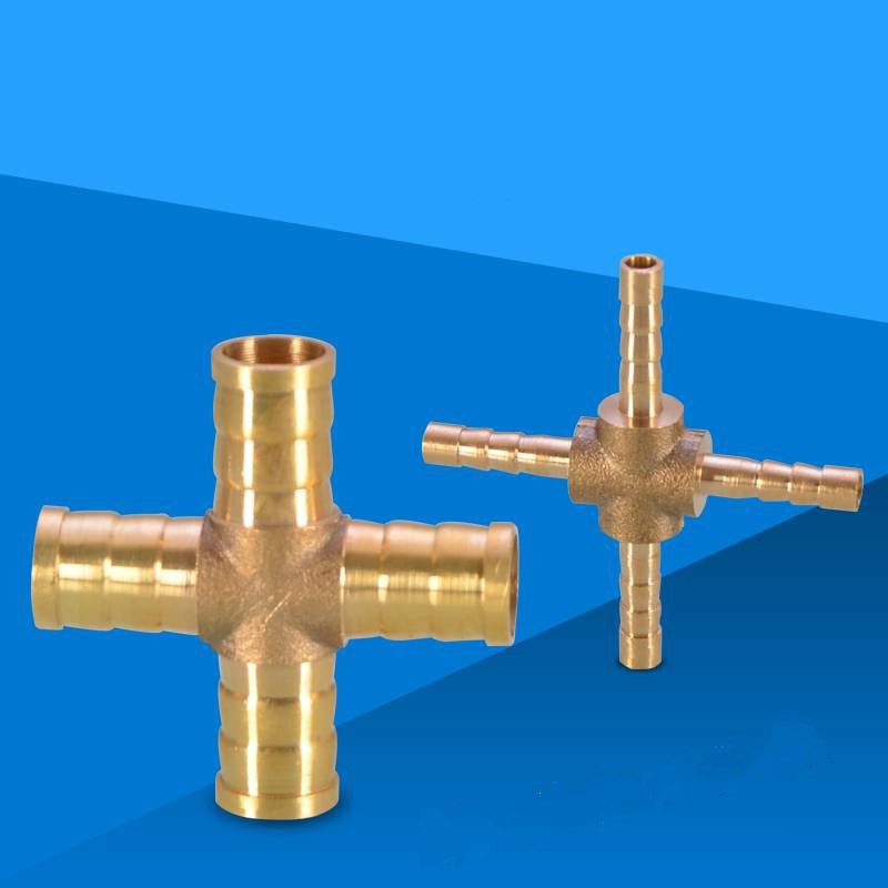 十字形黃銅管接頭 4 通 6-12mm 軟管倒鉤接頭接頭銅倒鉤接頭