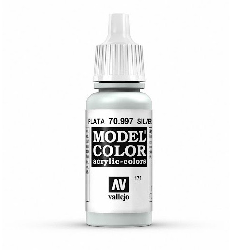 Acrylicos Vallejo AV水漆 模型色彩 Model Color 171 70997 銀色 金屬色