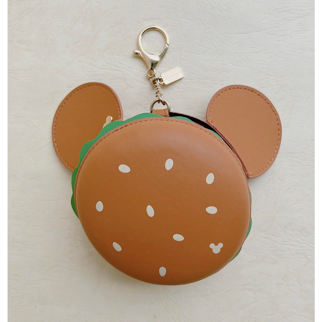 近全新 美國Disney 迪士尼 米奇 漢堡 零錢包 耳機收納 鑰匙圈 鑰匙包 可愛吊飾