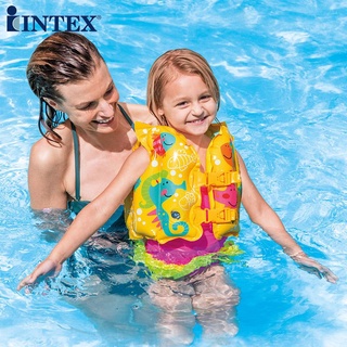 INTEX兒童救生衣浮力背心嬰兒游泳裝備寶寶水上馬甲漂流泳衣泳圈