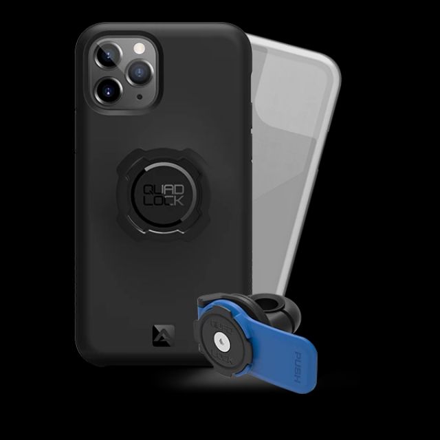 &lt;湯姆貓&gt; Quad Lock iPhone 11 Pro 機車後照鏡連結座+手機殼+防水套 套裝組合