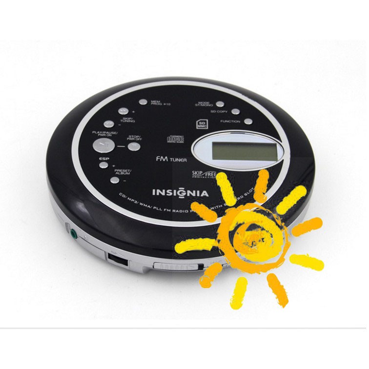 美國insignia 可擕式cd機cd隨身聽自動低音增强胎教機英語光碟cd機支持mp3 蝦皮購物