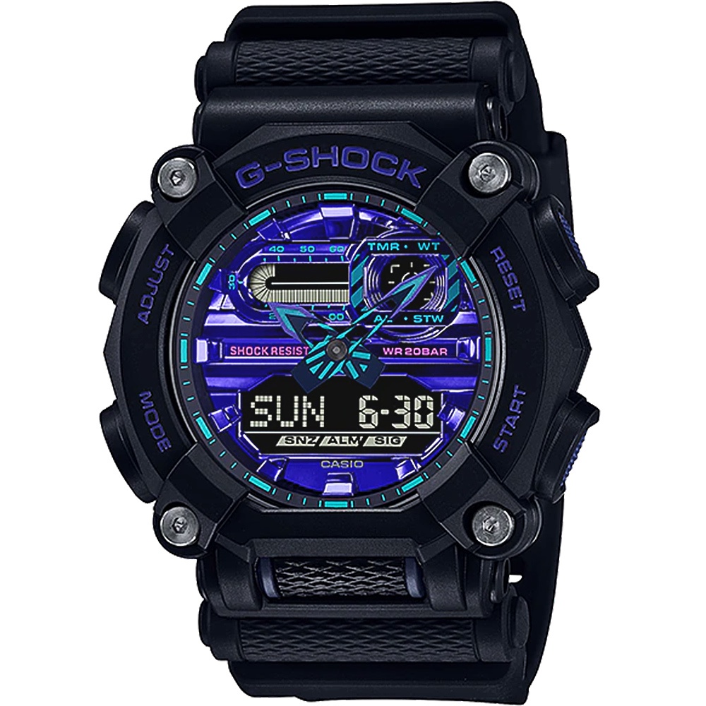 ∣聊聊可議∣CASIO 卡西歐 G-SHOCK 虛擬藍系列 科技感雙顯錶 GA-900VB-1A