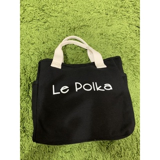 全新現貨保證正版 Le Polka 手提托特包 帆布包黑色購物袋 收提小廢包 黑色帆布包 便當袋 小提袋 快速出貨