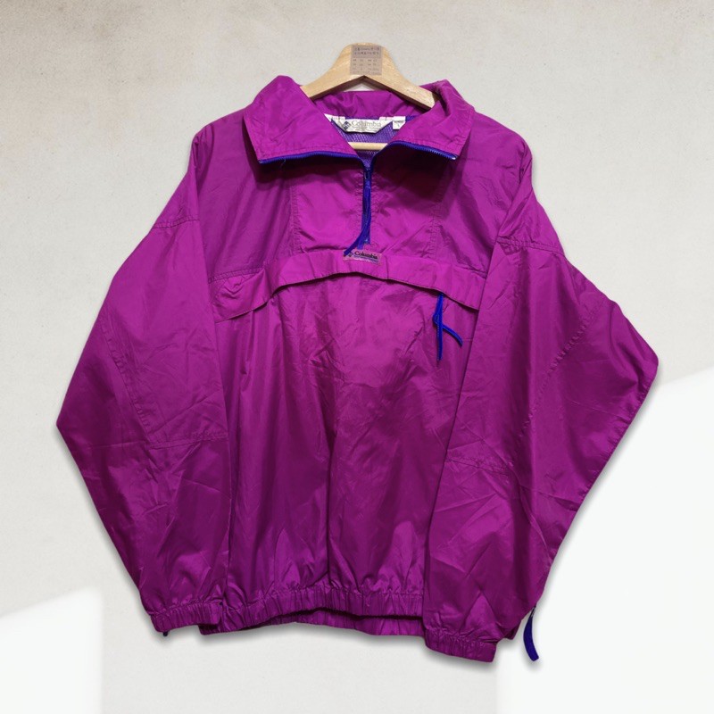 古著Columbia 迷幻紫半拉機能戶外風衣