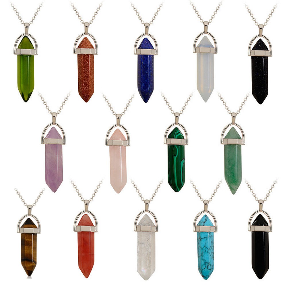 天然水晶石頭六角柱吊墜菱形切面子彈頭項鏈靈氣六角墜能量靈擺六角柱吊墜感應通靈溝通探測棒塔羅牌占卜工具粉晶