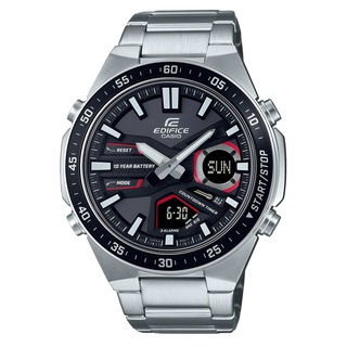 【CASIO 卡西歐】EDIFICE 運動風大錶面指針數位雙顯錶-黑(EFV-C110D-1A4V)