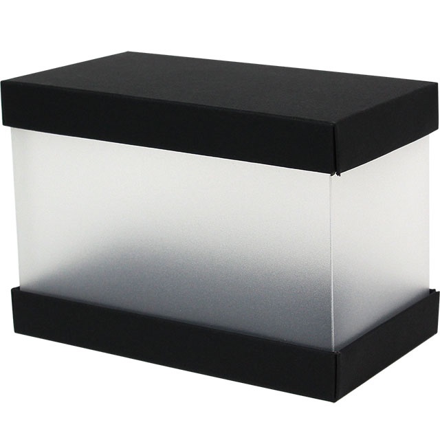 ☆╮Jessice 雜貨小鋪╭☆雙蓋 透明盒 (L) 黑卡無印 紙盒 包裝用品 展示盒 蛋糕 花束 娃娃 禮品 禮物盒