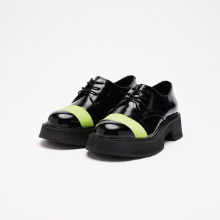 VATIC DERBY LEATHER SHOES BLACK / FLUORESCEN 增高厚底