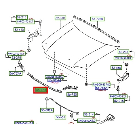 【JT福特原廠】FORD ESCAPE TRIBUTE 01-13 正廠 引擎蓋防水橡皮 防水膠條 引擎蓋前緣 中間