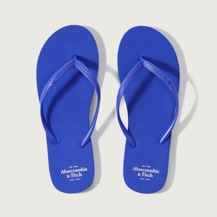 【Abercrombie&amp;Fitch】【A&amp;F】AF女款海灘夾腳拖鞋全素16款寶藍 F09160602-15