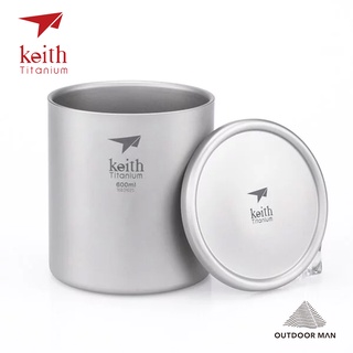 [Keith] 純鈦雙層保溫杯-600ml-附杯蓋 (Ti3307)