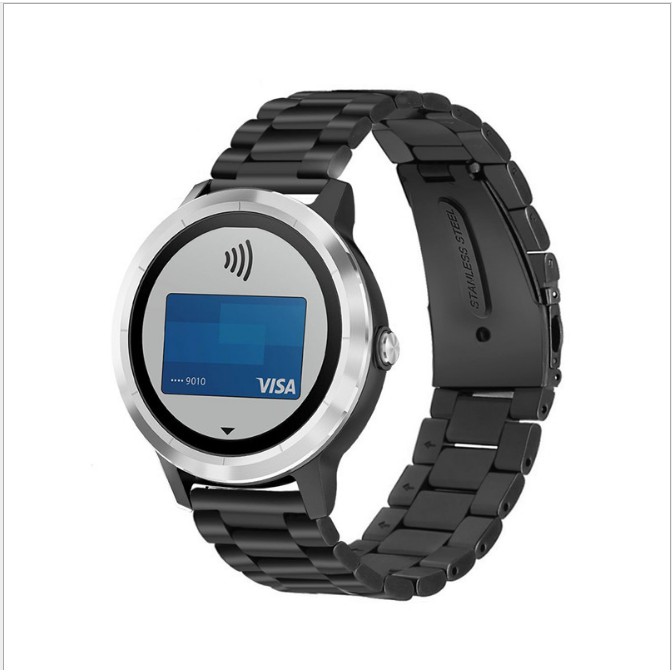 這用於Garmin佳明Forerunner 645手錶錶帶 快拆錶帶 Vivoactive3不鏽鋼三株鏈式錶帶 20mm