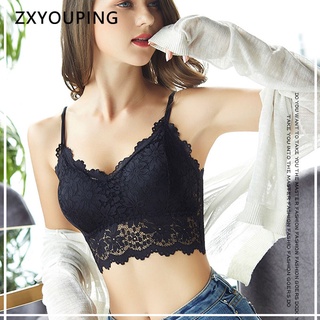 ZXYOUPING 美背抹胸文胸蕾絲太陽花提花性感裹胸無鋼圈文胸女生M-XL內衣大碼