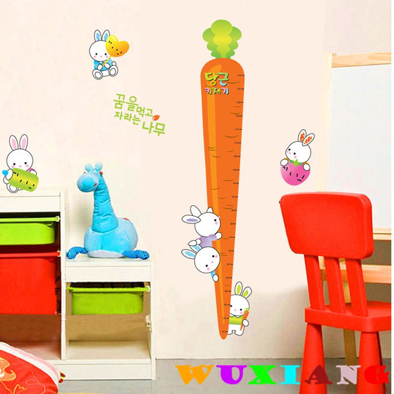 五象設計 身高貼085 DIY 壁貼 橘色蘿蔔身高尺兒童身高貼 溫馨牆壁裝飾居家牆貼卡通兔子牆壁貼紙