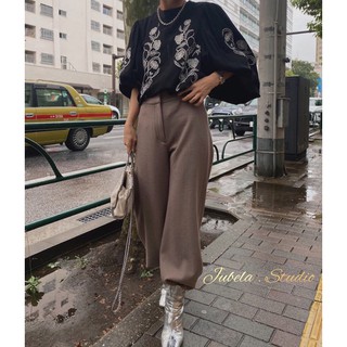 日本代官山ameri Vintage 黑石奈央子 精緻復古宮庭風泡泡袖重工藝軟綿絲質刺繡上衣 蝦皮購物