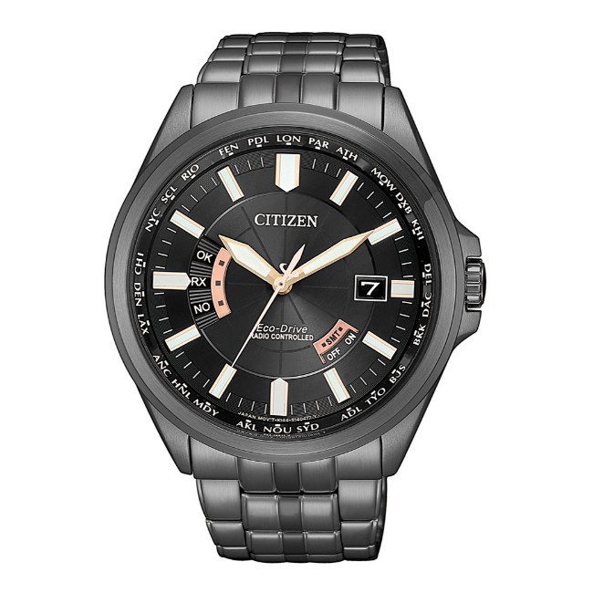 CITIZEN星辰 光動能電波 簡約不鏽鋼 男腕錶 CB0185-84E