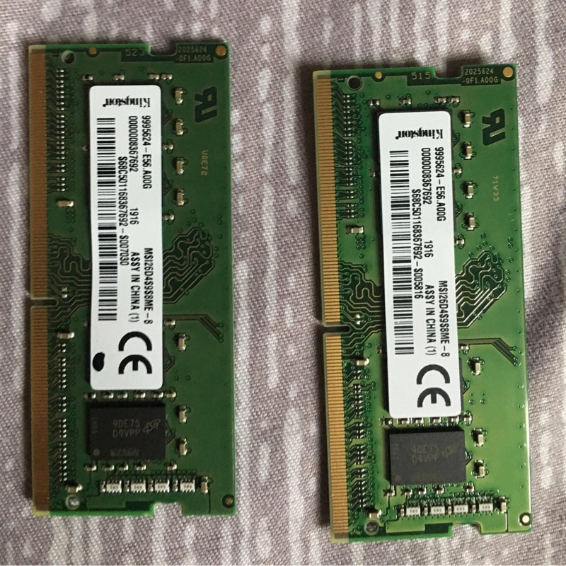 Kingston DDR4 2666 8g 筆記型電腦記憶體 *2