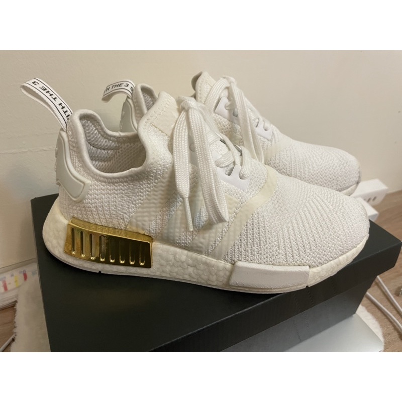 ADIDAS ORIGINALS NMD R1 BOOST 全白 金色