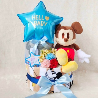 🐻熊寶寶尿布蛋糕🐻 氣球米奇雙層尿布蛋糕 新生嬰兒禮物 彌月禮 滿月禮 尿布塔 嬰兒周歲禮物 快速出貨 免運