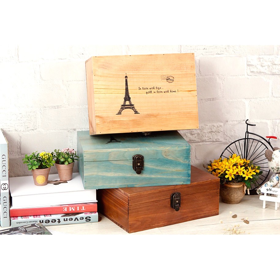 收納盒 鎖木盒 現貨 TTzakka 生活雜貨 鐵塔 巴黎鐵塔秘密日記鎖盒 帶鎖收納木盒 OBO01