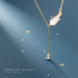韓國新品 925純銀項鍊 天使翅膀 水鑽 鋯石 項鏈 頸項鍊 短項鍊 頸鏈短版項鏈