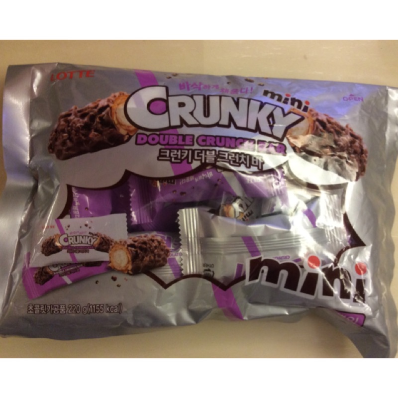 正韓 LOTTE CRUNKY 雙倍香脆巧克力棒(mini) 220g 韓國雷神 (天團EXO最後一包現貨