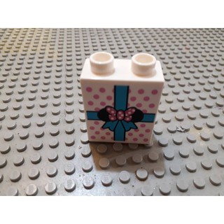 【點點小豆】lego 樂高積木 DUPLO 得寶 1x2 白色 米妮 禮物盒 標誌 配件 1 個 如圖！