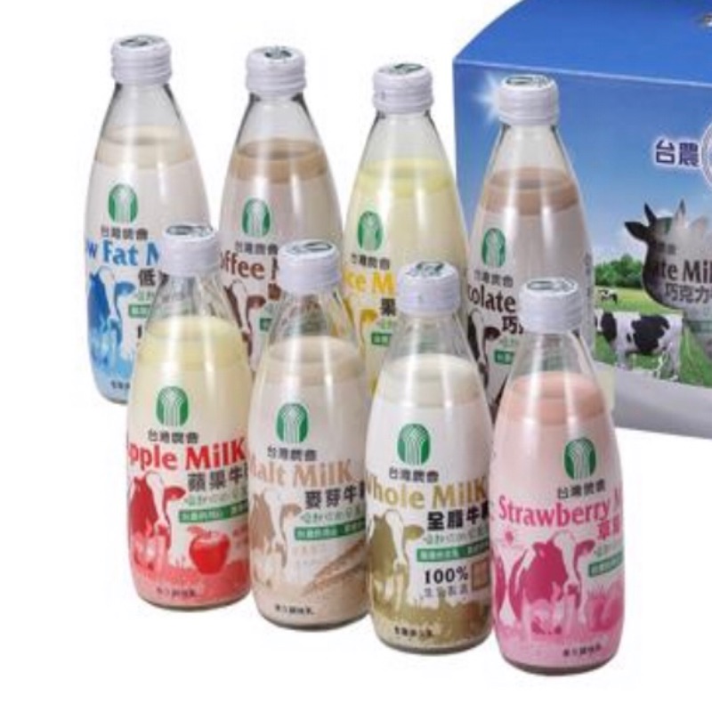 台農乳品 玻璃瓶保久乳 250ml 24瓶/箱 多種口味皆可詢問選購 (中華民國農會台農鮮乳廠出品)