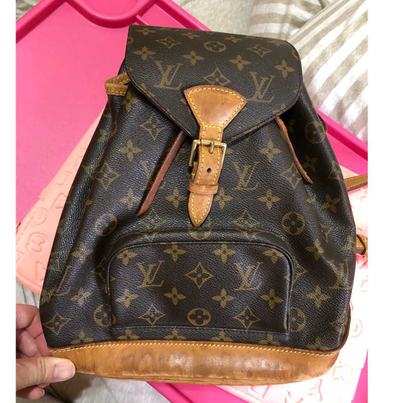 保證正品Louis Vuitton 二手 緹花真皮後背包