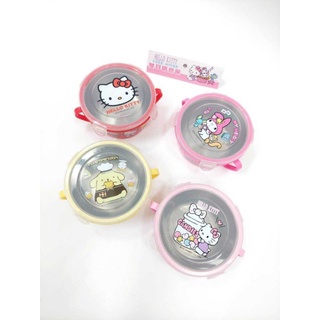 花見雜貨~臺灣限定 臺灣製 全新正版 kitty 凱蒂貓 美樂蒂 布丁狗 雙耳 隔熱碗 304不鏽鋼 扣式蓋子