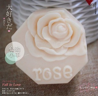 心動小羊^^.八角玫瑰單孔藝術手工皂模可製作蠟燭巧克力
