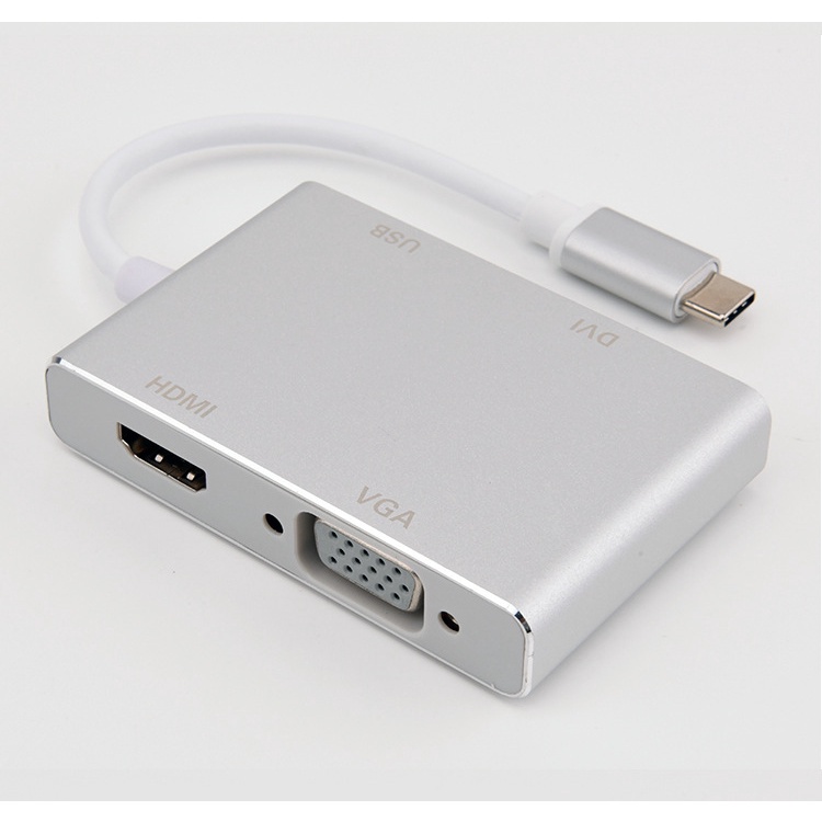 品名: TYPE-C轉hdmi+vga+dvi+usb3.0四合一轉換盒usb-c 4in1 adapter(顏色隨機)