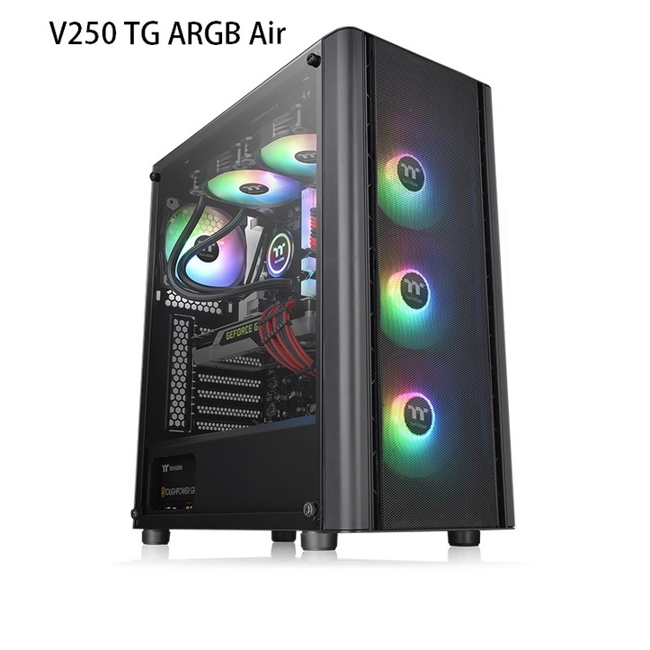 【下單送金牌電源+電競滑鼠】曜越 鋼粹 V250 TG ARGB Air 強化玻璃中直立式機殼