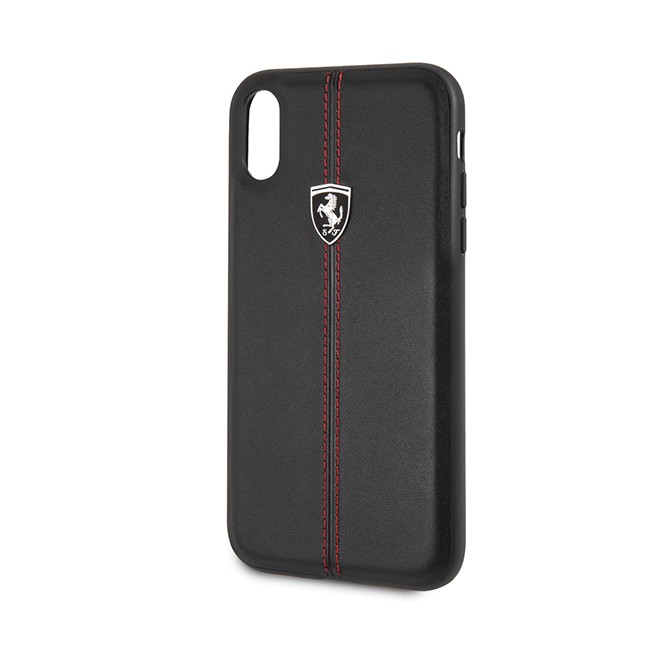 北車 法拉利 Ferrari iPhone XS MAX 6.5吋 真皮 直紋 縫線 背蓋 背殼 手機殼 -黑色