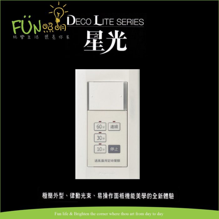 [Fun照明 ]國際牌 Panasonic 星光系列 WTDF53516W 埋入式通風扇用定時開關 延遲開關 附蓋板