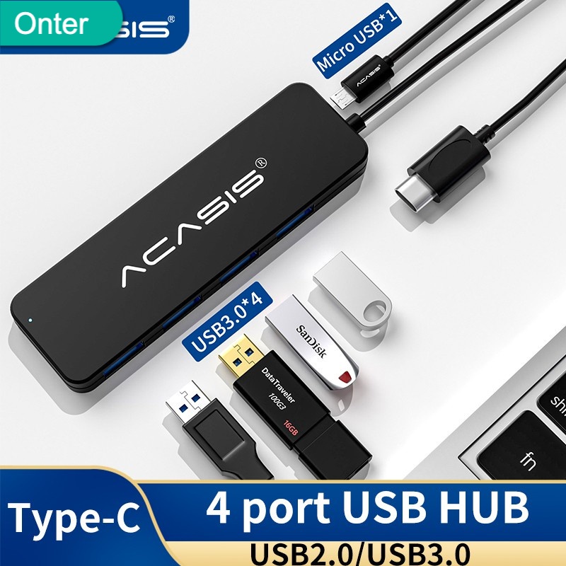 🍃现货🍃Type C 4埠 USB 3.0 集線器 OTG HUB 多功能 擴展器 擴充器 4孔 一拖四 轉接頭