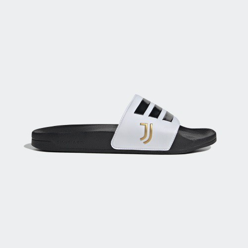 Adidas ADILETTE SHOWER 尤文圖斯足球俱樂部LOGO 男女款黑白色休閒拖鞋-NO.FW7075