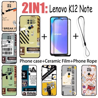 LENOVO 2 合 1 聯想 K12 Note 手機殼帶鋼化玻璃陶瓷膜螢幕保護膜時尚系列