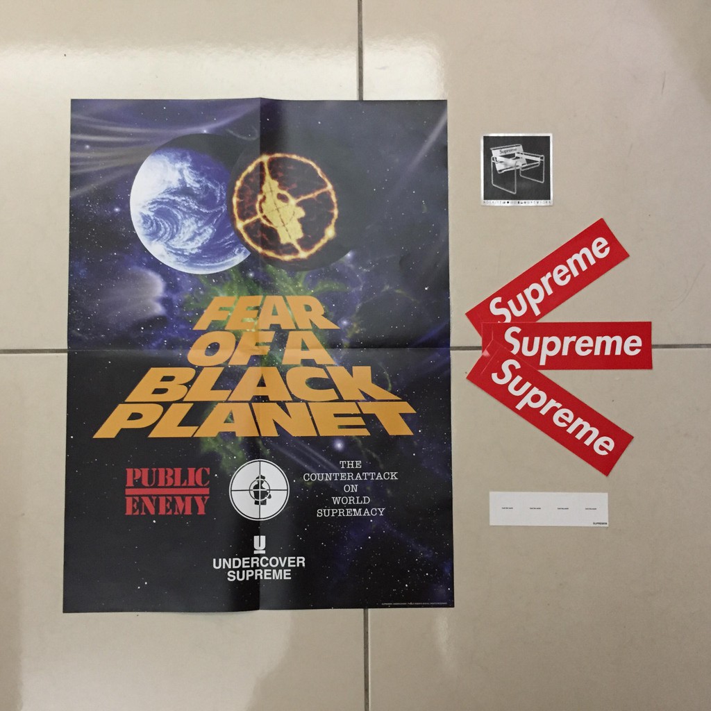 Supreme x UNDERCOVER x Public Enemy 三方聯名海報 及 Supreme貼紙