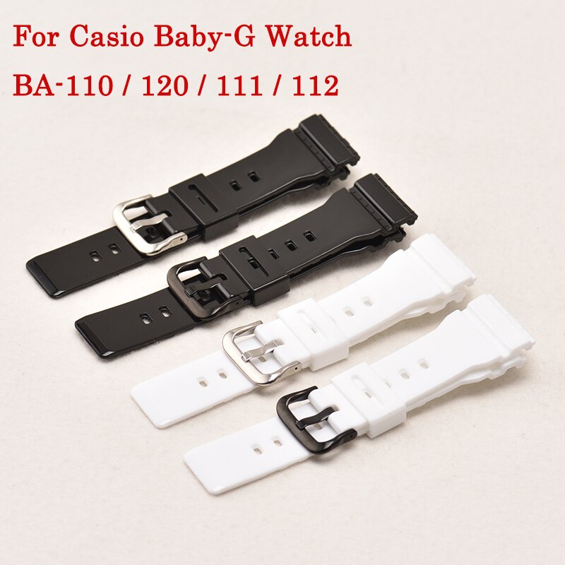 14mm卡西歐代用錶帶baby-g手錶配件 BA-110/120/111/112/125 運動橡膠腕帶手錶