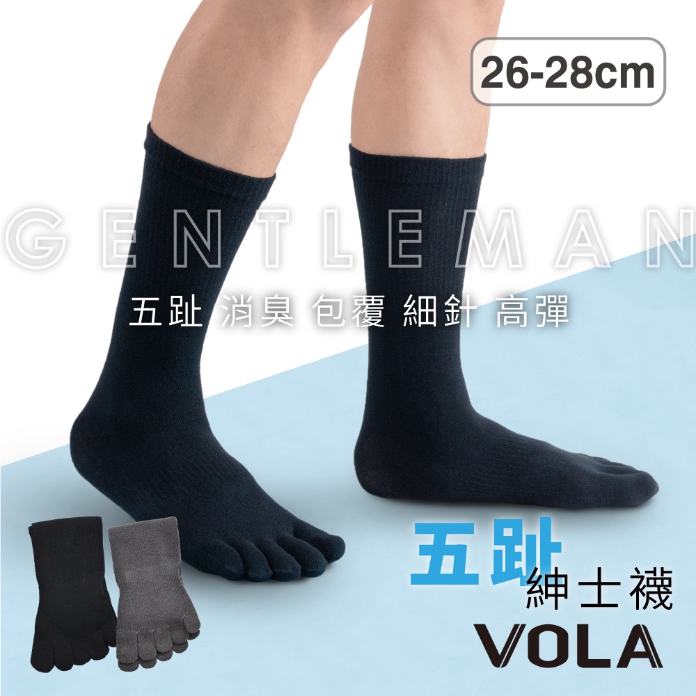 VOLA維菈 除臭細針五指紳士襪 MIT台灣製 紳士系列 五指襪 除臭襪 男襪 長襪