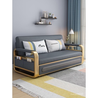 【床架 雙人床】科技佈沙髮床兩用現代簡約單雙人客廳小戶型多功能儲物收納可折疊傢俱現貨 3D6M
