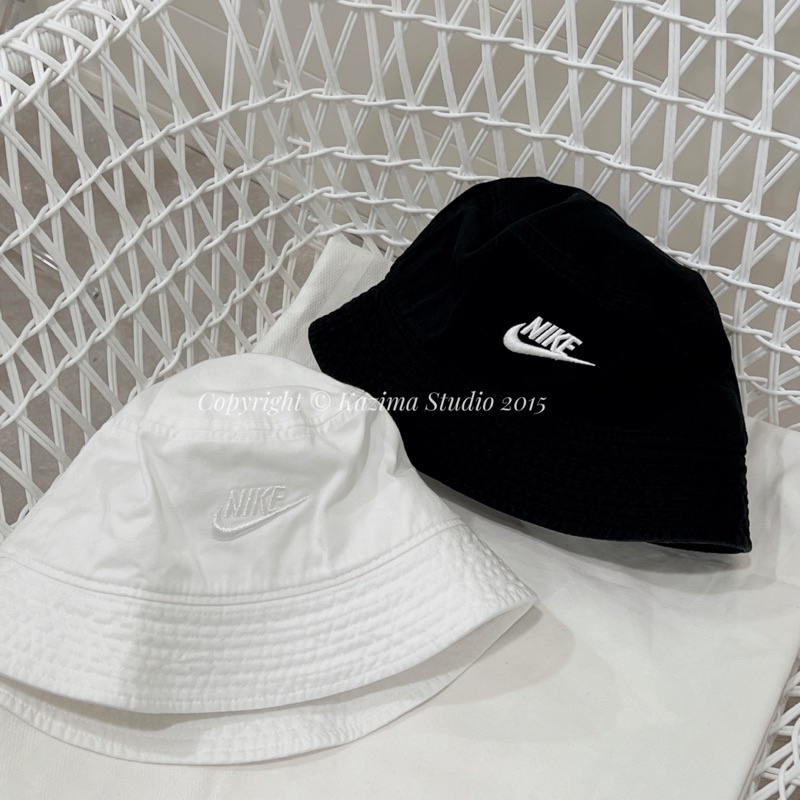 Kazima｜現貨 Nike Logo 基本款 漁夫帽 遮陽帽 黑色 DC3967-010 全白 DC3967-100