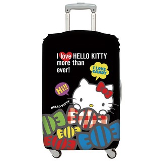 LOQI行李箱外套【Kitty 酷黑】行李箱保護套、防刮、高彈力