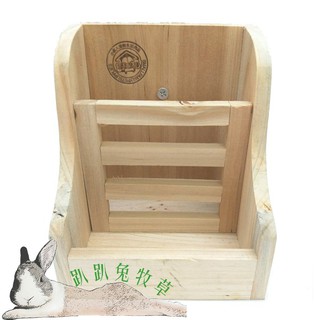 ◆趴趴兔牧草◆木製 固定式 二合一草架 飼料盒 兔 天竺鼠