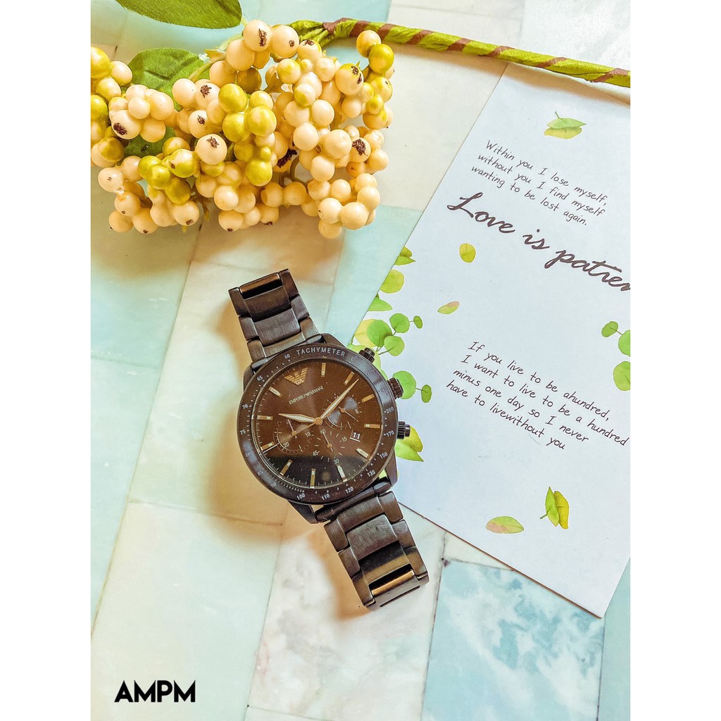 全新現貨 EMPORIO ARMANI AR11242 亞曼尼 手錶 43mm 黑面盤 三眼 黑色鋼錶帶 男錶女錶