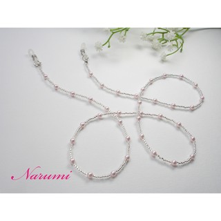運費優惠✿手工✿SWAROVSKI水晶珍珠4mm✿美麗【粉色愛戀B眼鏡鍊】各式鏡框皆可✿可改成口罩鍊【小魔女的魔法部屋】