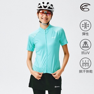 ADISI 女抗UV快乾短袖自行車衣ABL2192206 (S-2XL) 湖水藍 / 吸濕排汗 速乾 防曬 反光