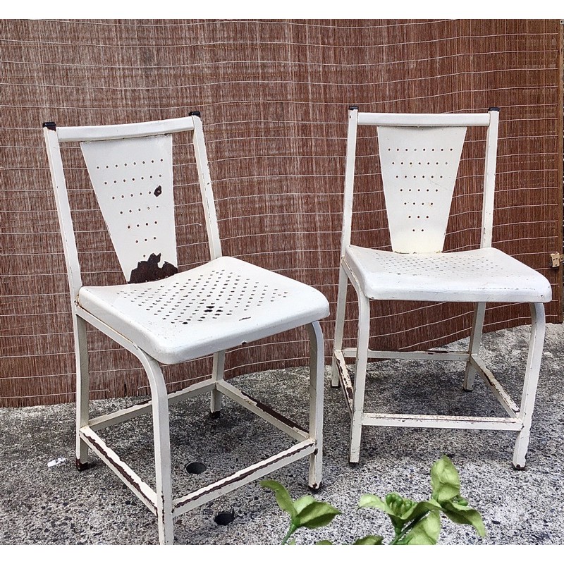 早期 金屬製 白色 工業風 鐵椅 現代 工業 椅 餐椅 吧台椅